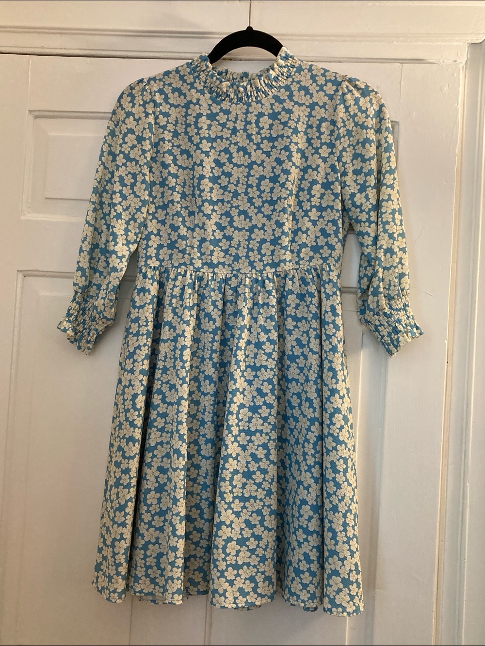 Titty & Co. Blue Floral Smocked Neck Mini Dress